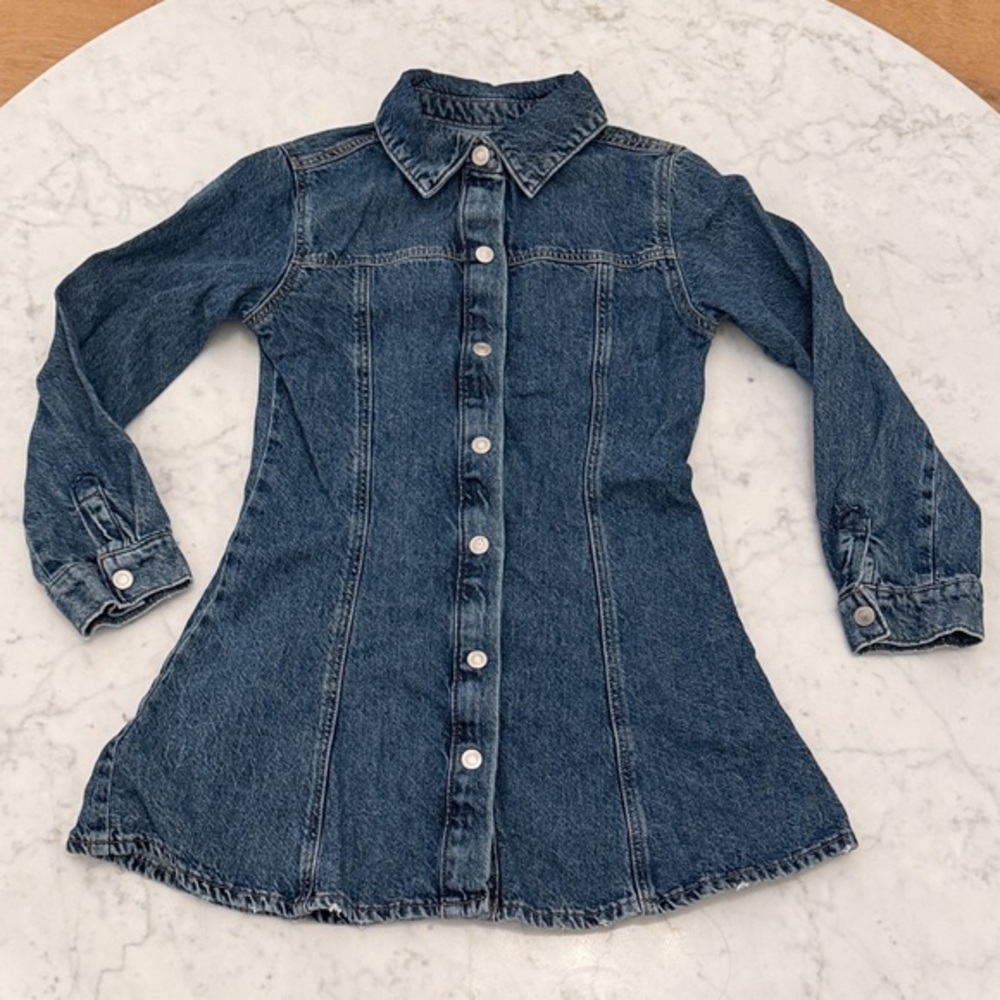 Zara Kids Denim Button Front Shirt Dress 11/12